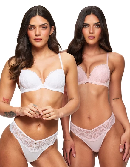 Женские бюстгальтеры Ann Summers 2 шт. с кружевом и глубоким вырезом, белый и бледно-розовый