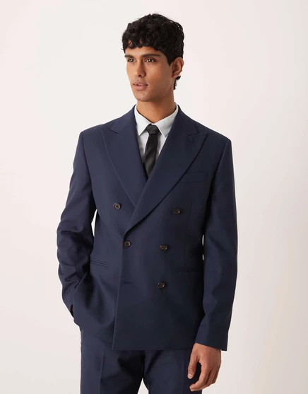 Приталенный пиджак от ASOS DESIGN темно-синего цвета navy