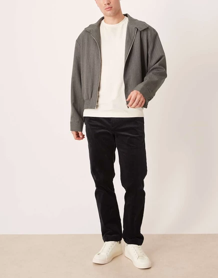 Темно-синие зауженные брюки-корд Mango navy