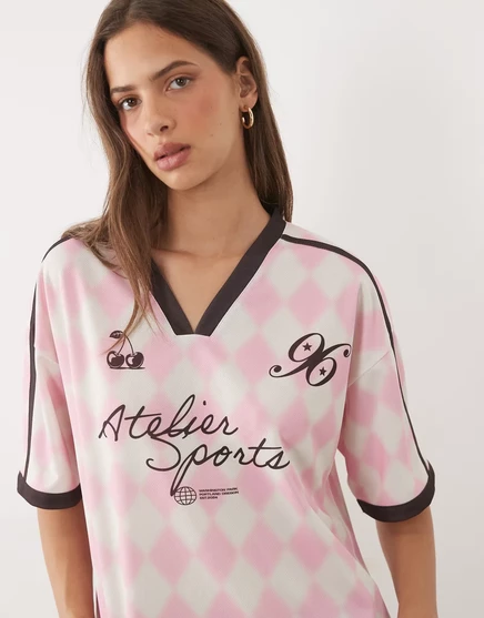 Женский оверсайз-топ ASOS Design с графикой в клетку, розовый
