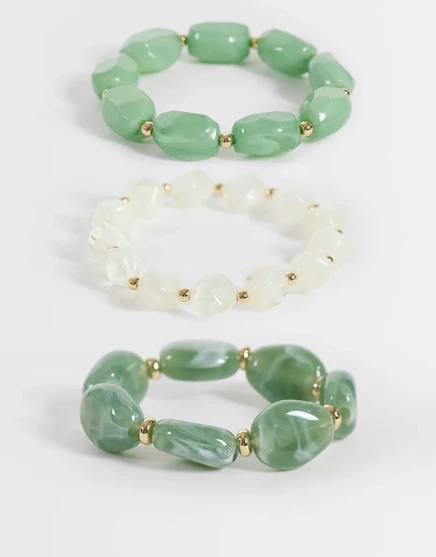 Женский набор браслетов Accessorize из смолы, 3 шт., зеленые/белые