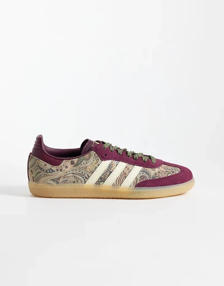 Женские кеды adidas Originals Samba x Liberty OG с пейсли‑принтом, бордовые