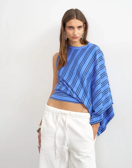 Женский топ TopShop с накидкой, синие полосы