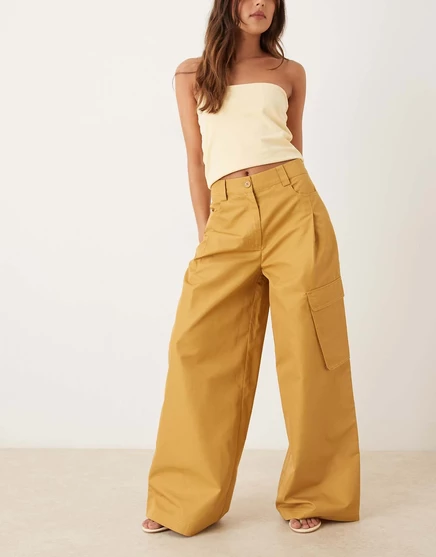 ДИЗАЙНЕРСКИЕ брюки-баллоны большого размера ASOS с декоративными карманами коричневого цвета tan
