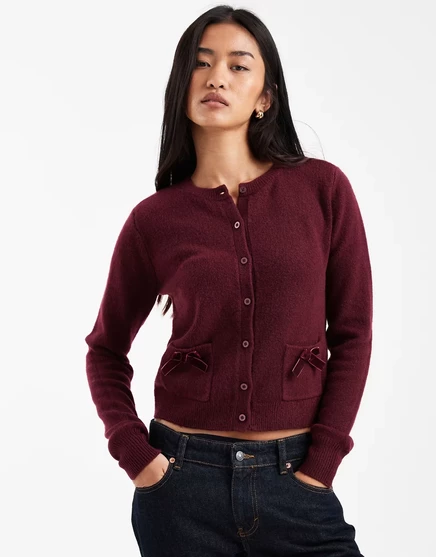Женский кардиган Hollister с бантом, красный