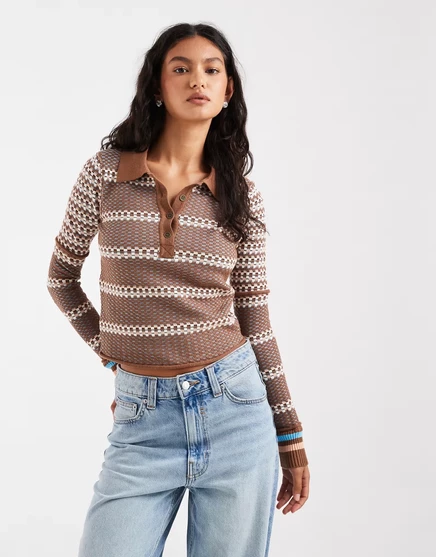 Женский топ Free People Level Up поло, коричневый