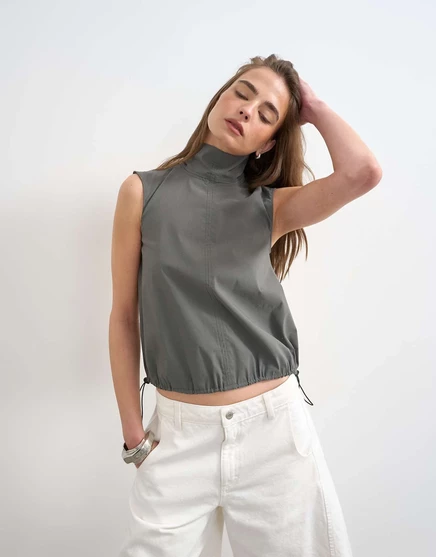 Женский топ TopShop из функциональной ткани, сланцевый