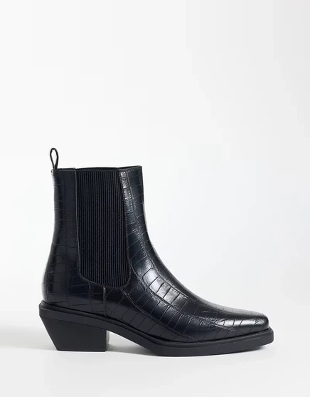 Мужские челси ASOS Design кубинский каблук, черные кроко