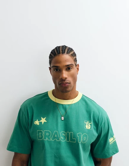 Мужская футболка ASOS Design с принтом Brazil, зеленая
