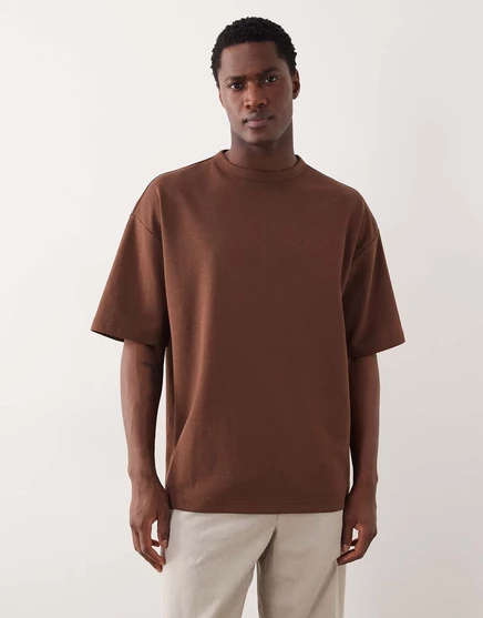 ДИЗАЙНЕРСКАЯ футболка breatheMAX heavyweight oversize от ASOS из коричневой хлопчатобумажной смеси для горшечного грунта
