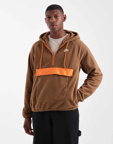 Флисовый костюм Nike Club на молнии коричневого цвета brown