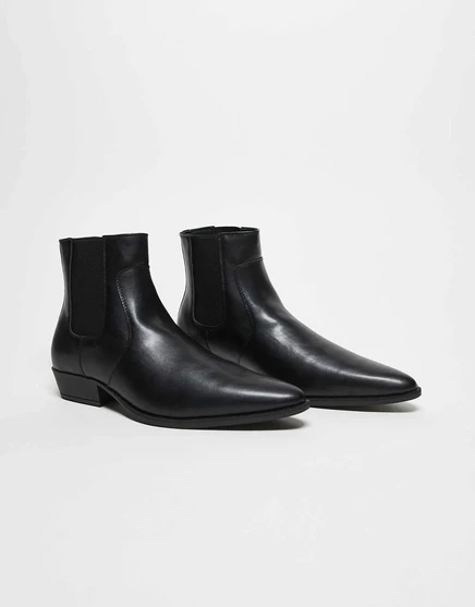 Дизайнерские ботинки Челси ASOS черного цвета на кубинском каблуке black