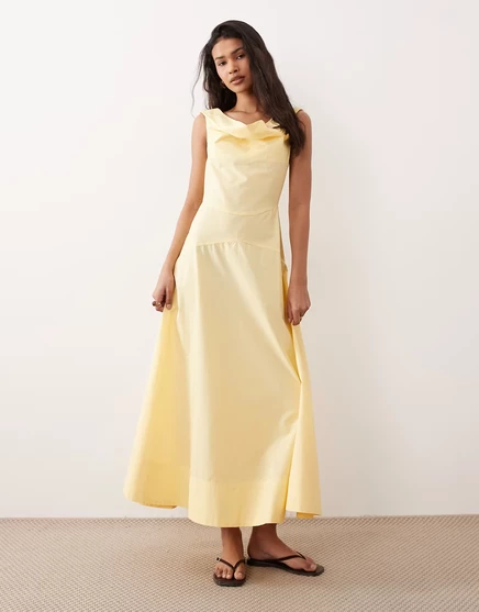 Женское макси-платье ASOS Design, кремово-желтое