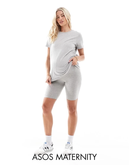Серые короткие леггинсы ASOS DESIGN Maternity gray heather