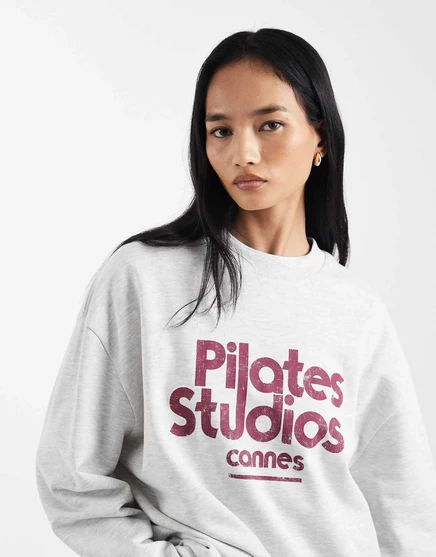Женское худи ASOS Design оверсайз с принтом, ледяной меланж