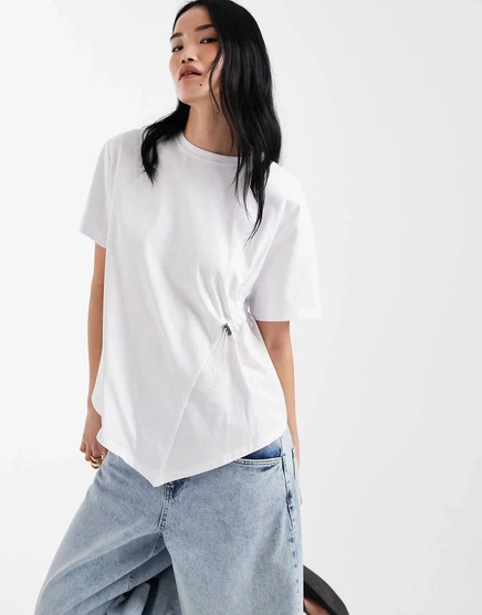 Женский топ ASOS Design Poplin Hybrid с кулиской, белый