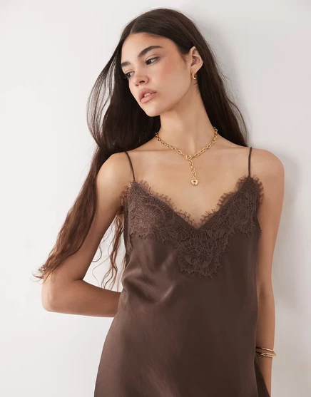 Женское платье Abercrombie & Fitch сатиновое, коричневое
