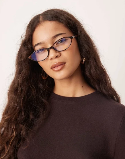 Очки ASOS DESIGN с прозрачными голубыми линзами, тонкие овальные очки в черепаховом панцире tort