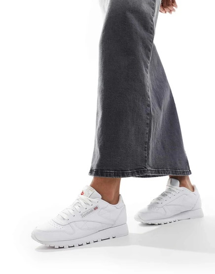 Белые кожаные кроссовки Reebok Classic white