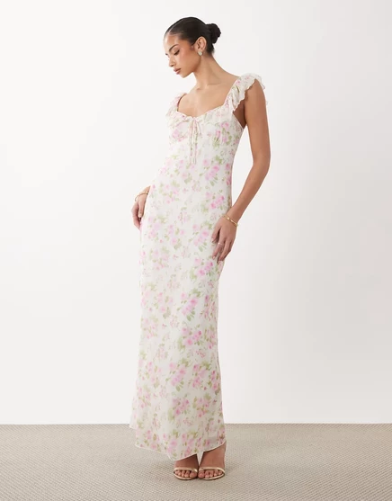 Женское макси-платье Gina Tricot Frill, розовый