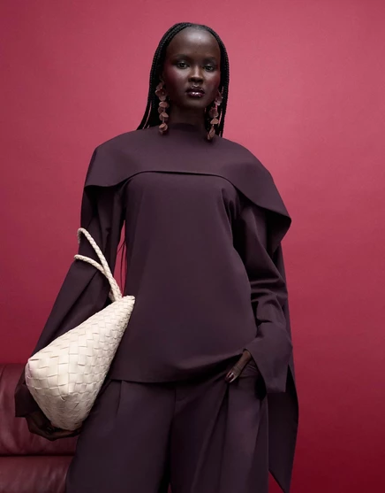 Облегающий топ с шарфом ASOS DESIGN на шее сливового цвета plum
