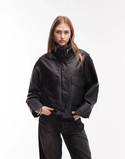 Женская кожаная куртка AllSaints Clay, черная