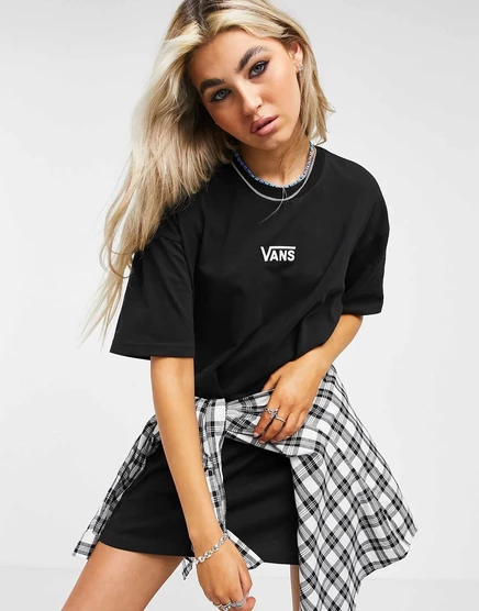 Платье-футболка V-образного силуэта Vans Center черного цвета