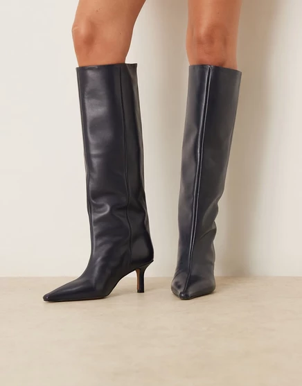 Кожаные сапоги до колена премиум-класса Cleoni от ASOS DESIGN Cleoni темно-синего цвета navy