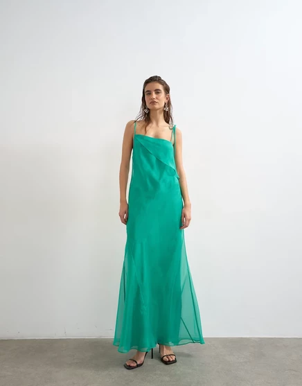 Женское макси-платье TopShop из органзы, изумрудное