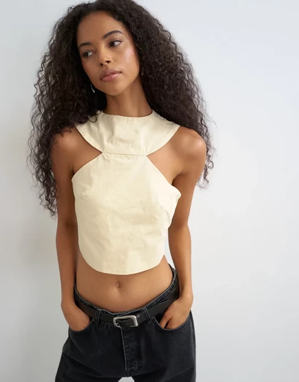 Женский топ TopShop в стиле 90-х, кремовый