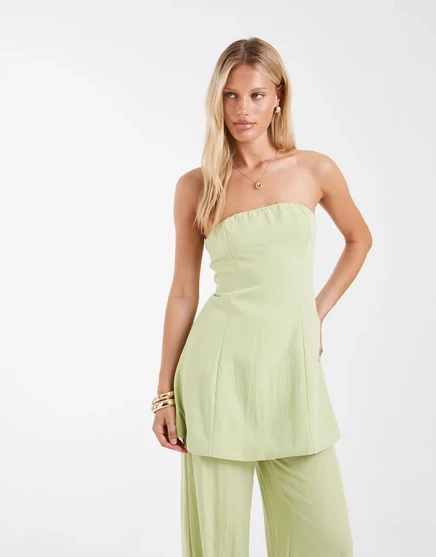 Женский удлиненный топ-бандо Vero Moda, зеленый