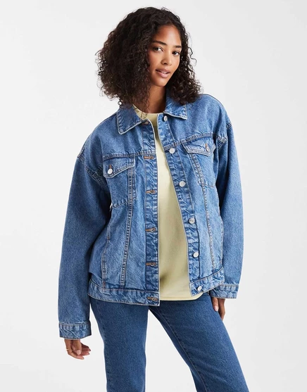 Джинсовая куртка ASOS DESIGN oversize 90-х годов темно-синего цвета mid blue