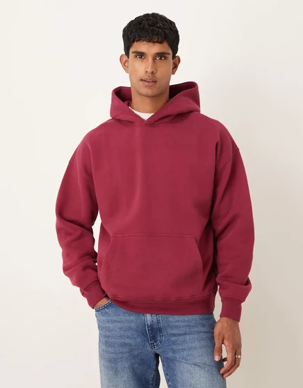 Мужское худи Abercrombie & Fitch с карманом‑кенгуру, бордовое