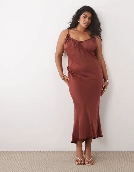 Женское платье ASOS Curve миди косого кроя, ржавое