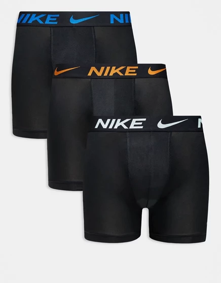 Трусы-боксеры Nike Essential Microfiber 3 pack черного цвета с яркими логотипами на поясе черный - glacier blue