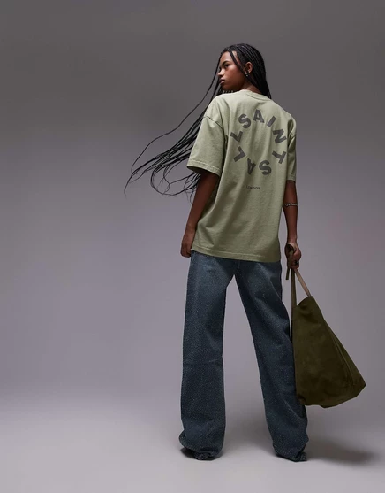Футболка оверсайз AllSaints Tierra цвета базилика basil green