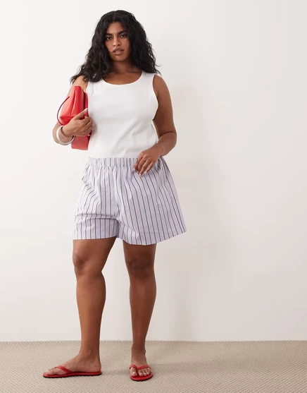 Боксерские шорты ASOS DESIGN Curve с принтом в синюю полоску - часть комплекта blue stripe