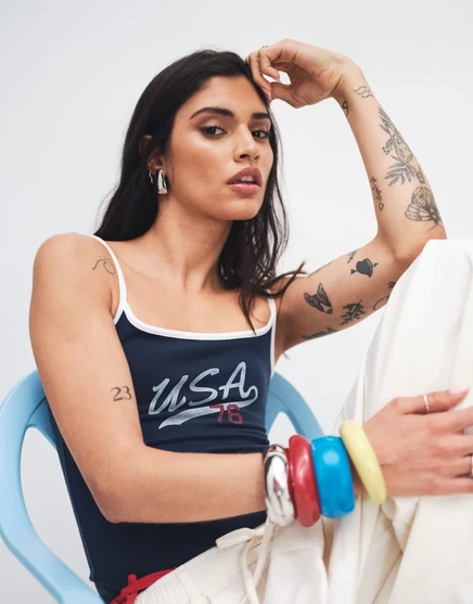 Женский топ-камисоль Hollister Soccer Style, средне-синий
