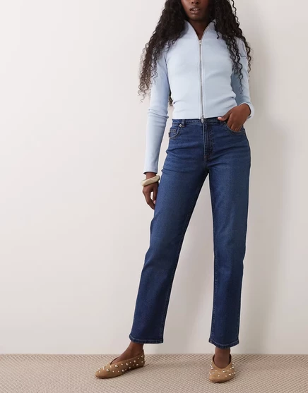 Женские зауженные джинсы ASOS Design с высокой посадкой, индиго