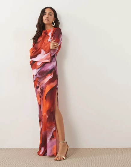 Женское платье ASOS Design макси, розово-красный принт