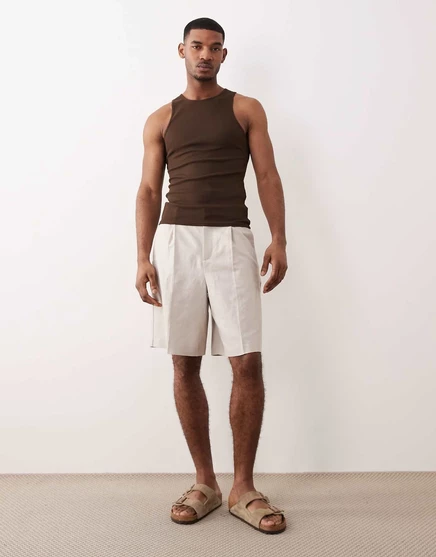 Мужские бермуды ASOS DESIGN льняные, песочные