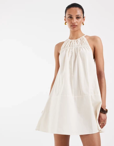 Женское мини-платье ASOS Design халтер, кремовое