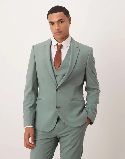 Облегающий пиджак от ASOS DESIGN зеленого цвета dark green