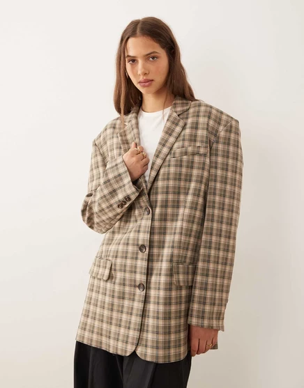Однобортный блейзер оверсайз в клетку от ASOS DESIGN ultimate check