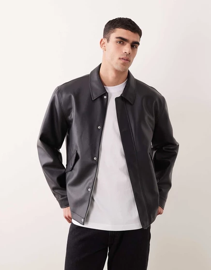 Мужская куртка asos design из искусственной кожи, черная
