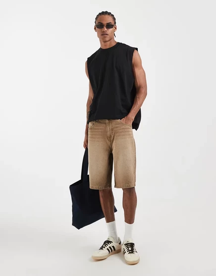 Мужские джинсовые джорты ASOS Design, коричневые