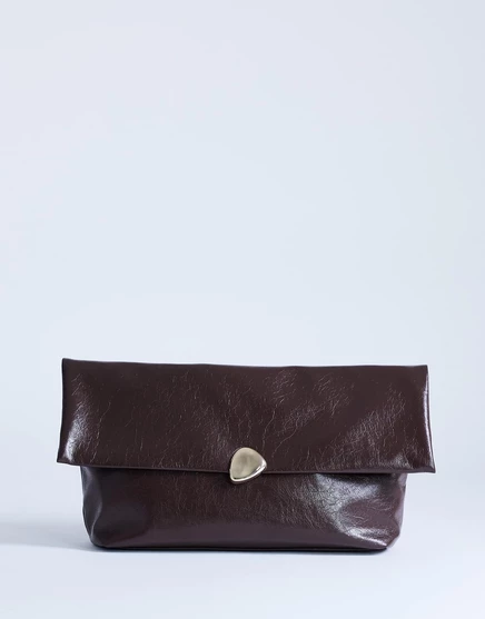 Кошелек-клатч Topshop Gaia с золотистой фурнитурой шоколадного цвета