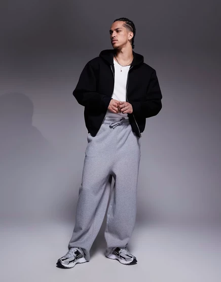 Мужские джоггеры ASOS DESIGN плотные 400 г/м² свободного кроя, серый меланж