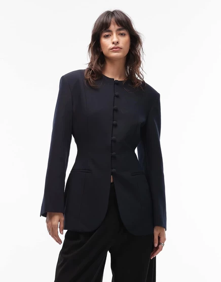Женский блейзер ASOS Design Slim Fit, темно-синий