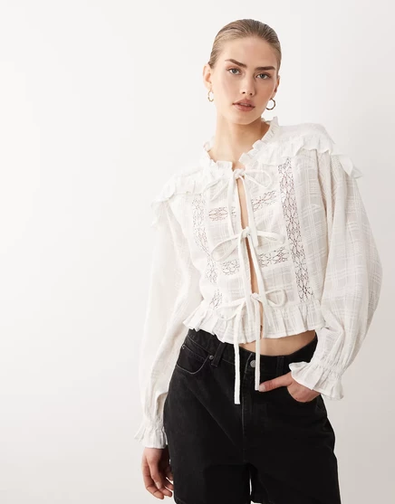Женская блузка Miss Selfridge Tie Front, белая